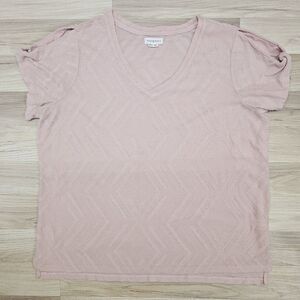 PEACE & PEARLS Womens Pink Open Shoulder Shirt Size 2XL